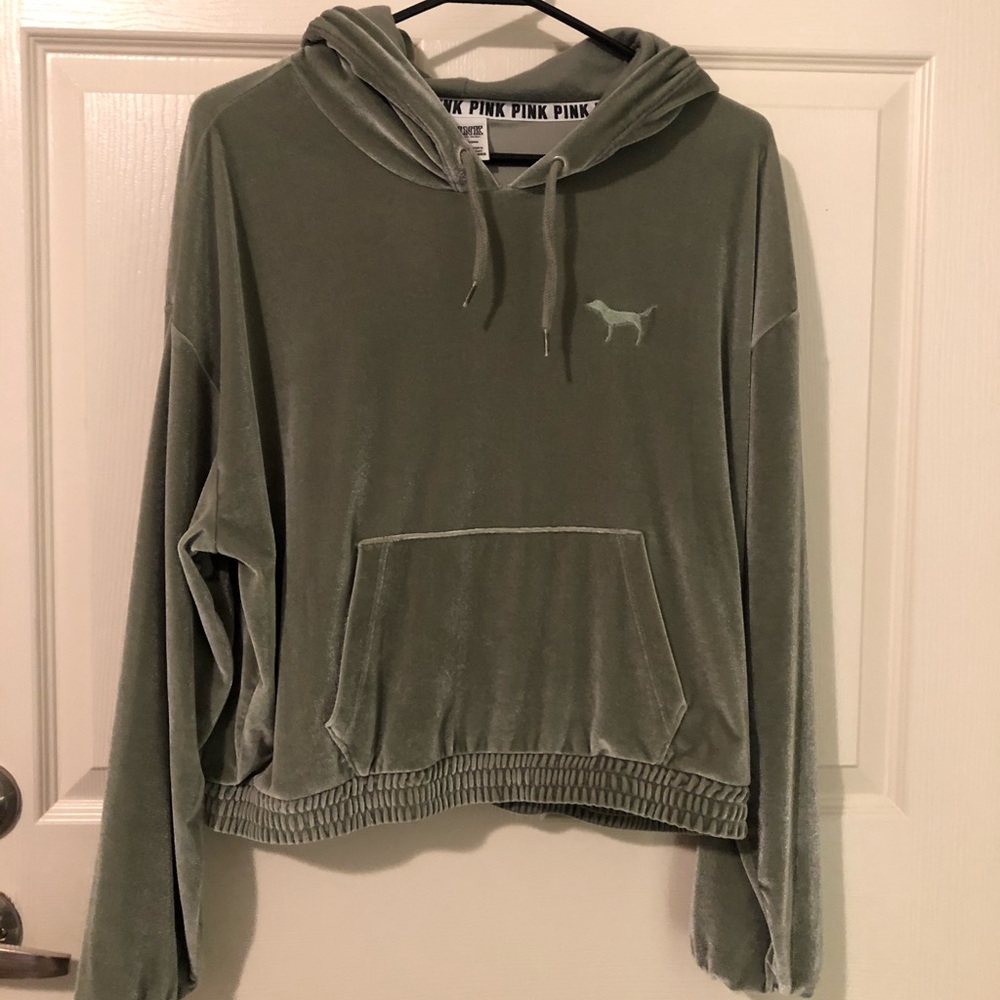 Green velvet PINK hoodie